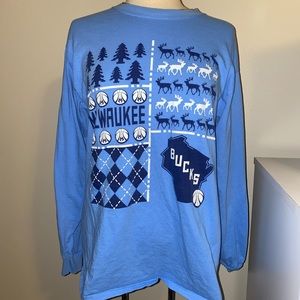 NBA Milwaukee Bucks blue long sleeve T-shirt